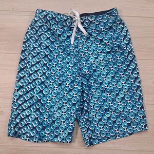 Merona Mens Y2K Blue Geometric Print Swim Trunks Size Small‎ 28-30 Board Shorts
